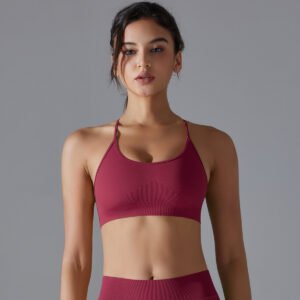 Sous-vêtements de sport croisés dos nu, moulants et élastiques, parfaits pour le yoga, la course à pied et le fitness (femme)